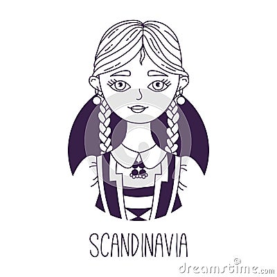 Scandinavian Norwegian woman Vector Illustration